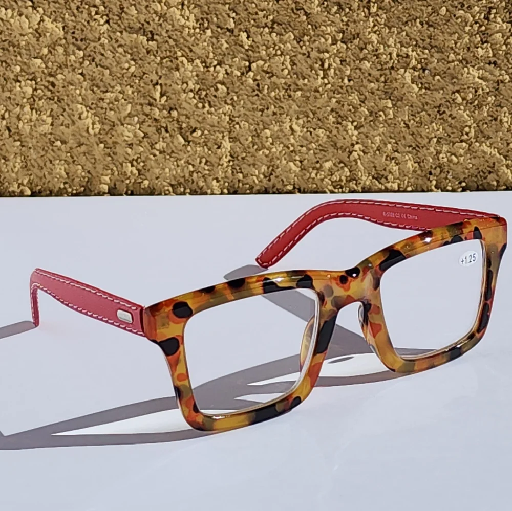 Ryan Simkhai Women's Amber Tortoise Red Vegan Leather Anti-Scratch Lense Readers
